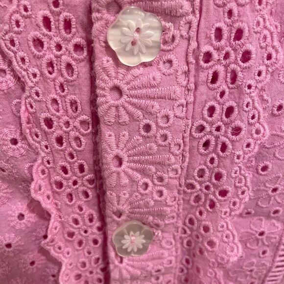 Cartolina Nantucket Dress Womens No Sz Eyelet Bubble Gum Pink Hamptons Yachtcore - Picture 4 of 7